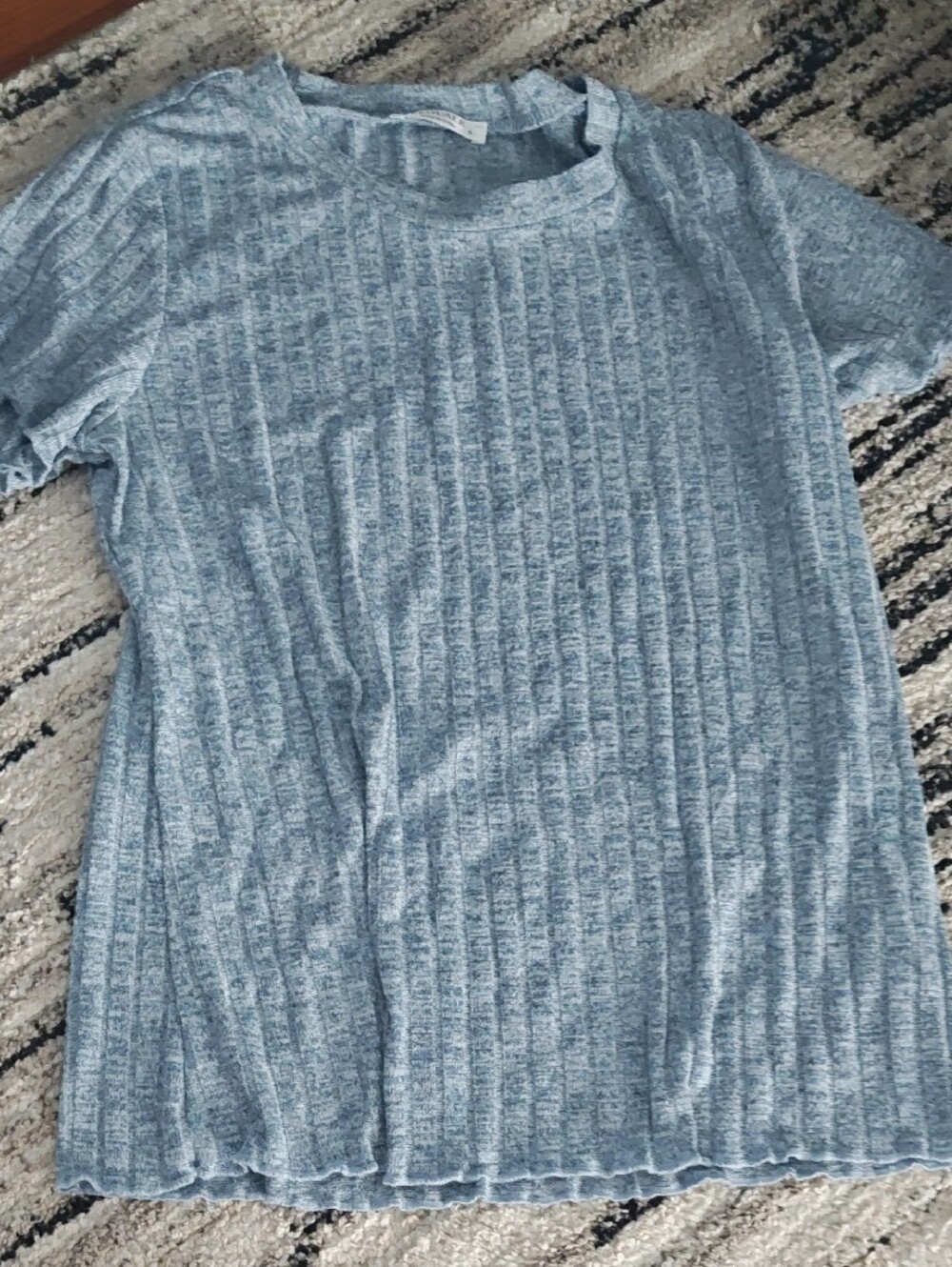 Ekouaer Heathered Light Blue Ribbed Knit Top & Shorts Set - Picture 5 of 5